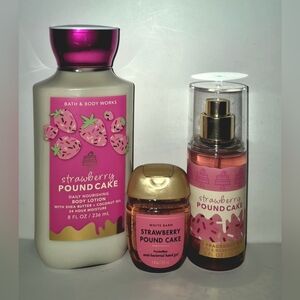 Bath & Body Works Strawberry Pound Cake Trio - Pink and Gold